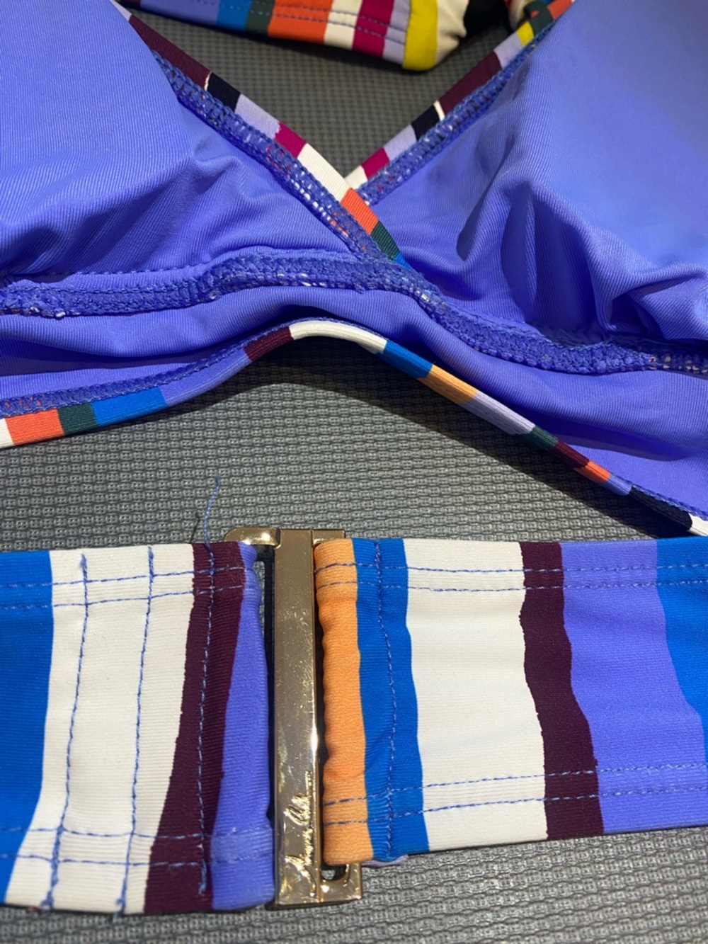 Striped Multicolor Halter Bikini Top - Picture 4 of 4